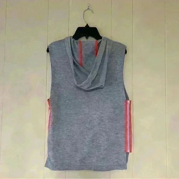 Adidas Women's Sleeveless Hooded Zip Up Vest Gray- Orange size XS Active Running - Picture 3 of 9